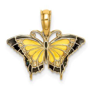 14k Yellow Gold MINI Yellow Pink Aqua Green red/blue Enameled Butterfly Charm